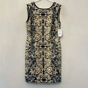 J Taylor black yellow paisley floral sleeveless dress Size 6 New